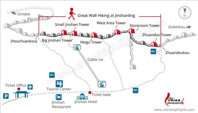 Carte de la Grande Muraille de Jinshanling