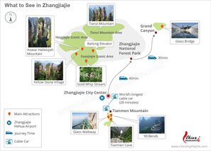What to see in Zhangjiajie, Zhangjiajie map