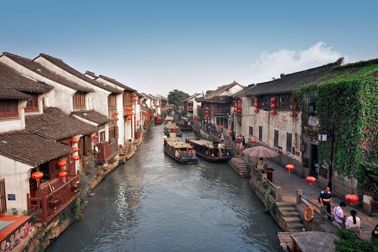 Borgo tradizionale del Jiangnan nella Cina orientale