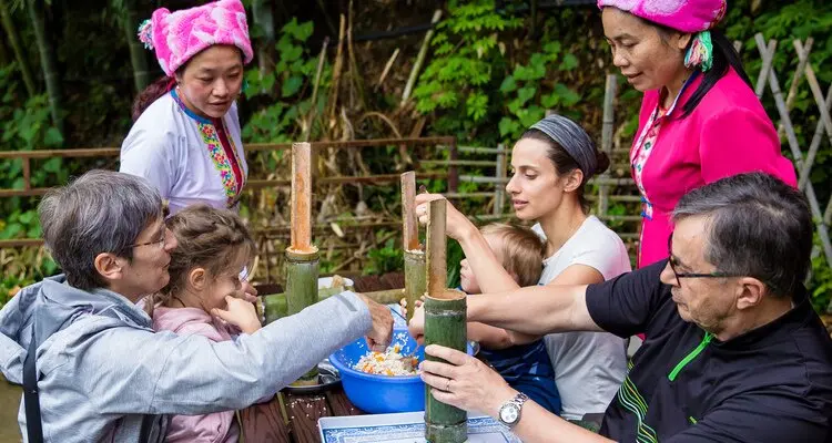 Making Bamboo Tube Rice