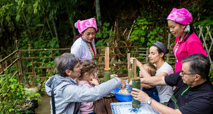 Making Bamboo Tube Rice