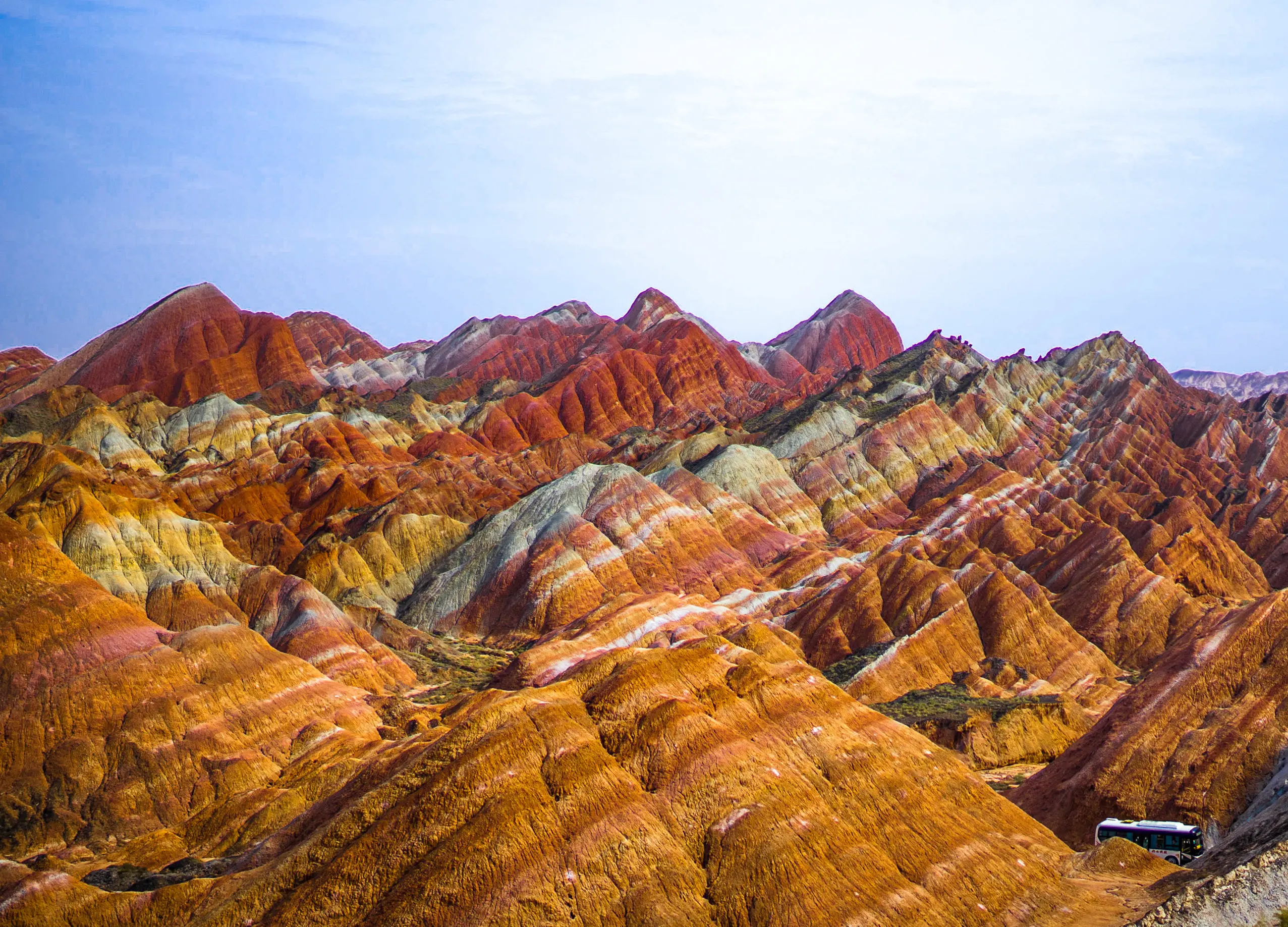 Colorful Places in the World: Rainbow Mountains, Zhangye Danxia National Geological Park, Gansu, China.