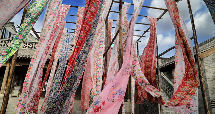 colorful clothes in a tie-dying workshop