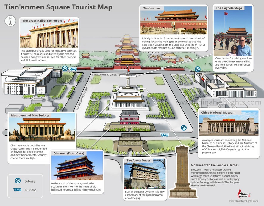 Tourist Map Of Beijing City Center Forbidden City Tiananmen Square ...