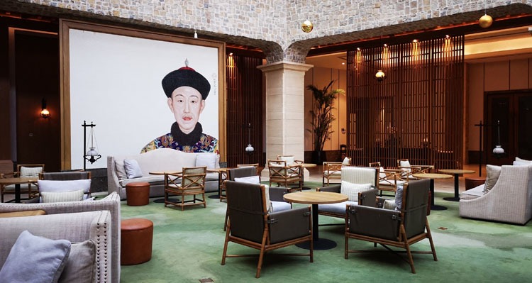 Hotel lobby in Gubei Water Town