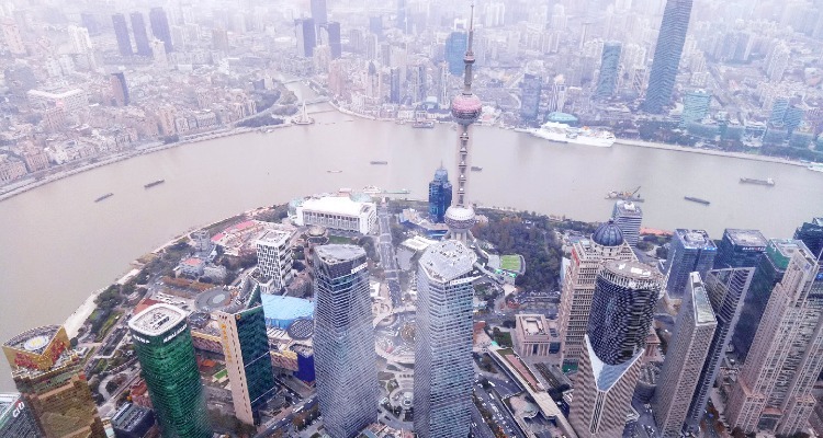 The panoramic view of Shanghai from Shanghai Tower