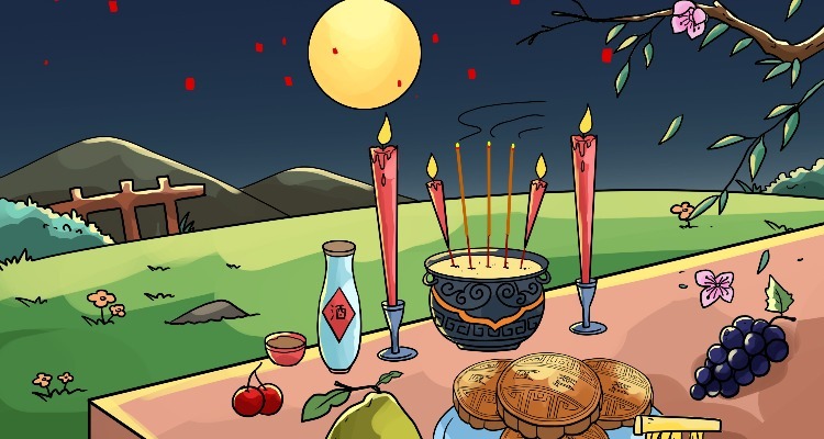 mid autumn festival tradition, worshipping the moon
