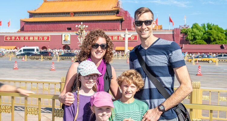 Our guests took a family photo in front of Tiananmen Square