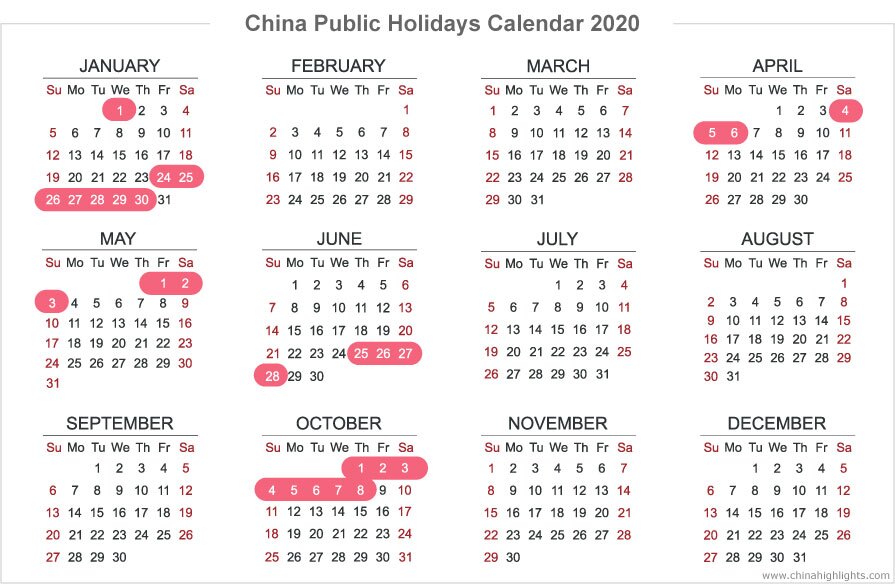 China Holidays, Public Holidays Calendar in 2020/2021/2022