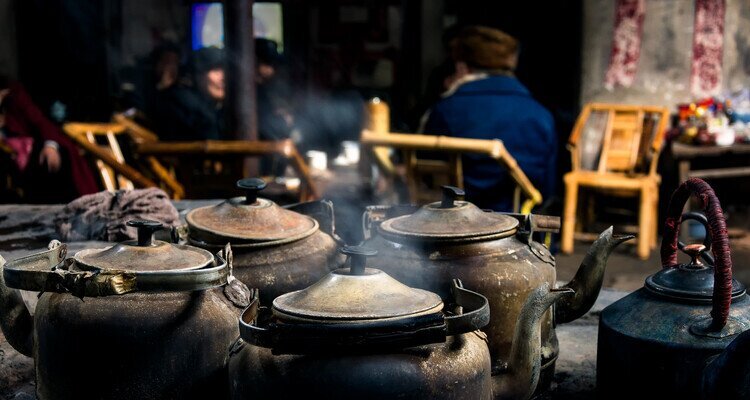 Boil tea in an old teapots