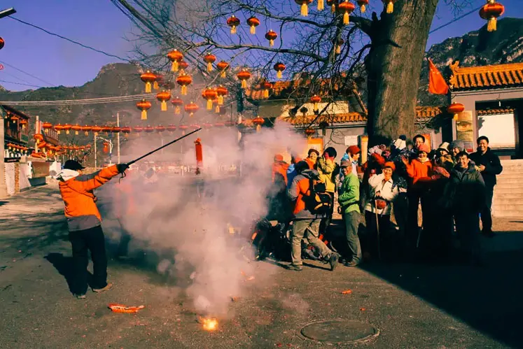 Opening-Door Firecrackers on Chinese New Year Morning