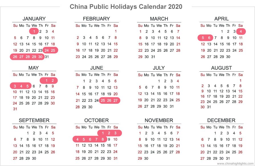 China Holidays, Public Holidays Calendar in 2020/2021/2022