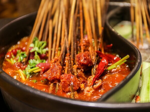 Brochetas de hot pot al estilo de Sichuan