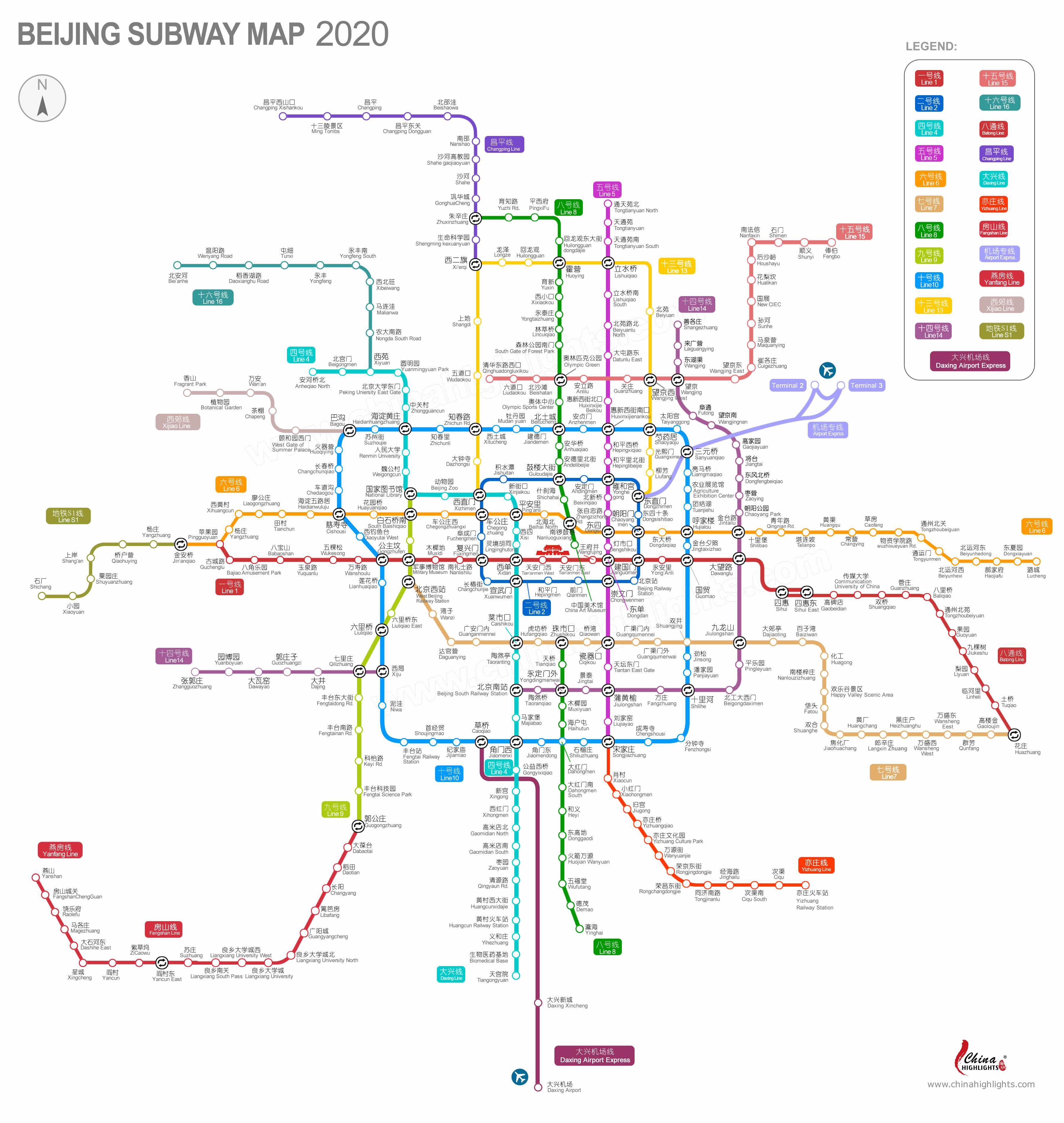 Beijing Subway 2020 Tourist Information Timetable Prices