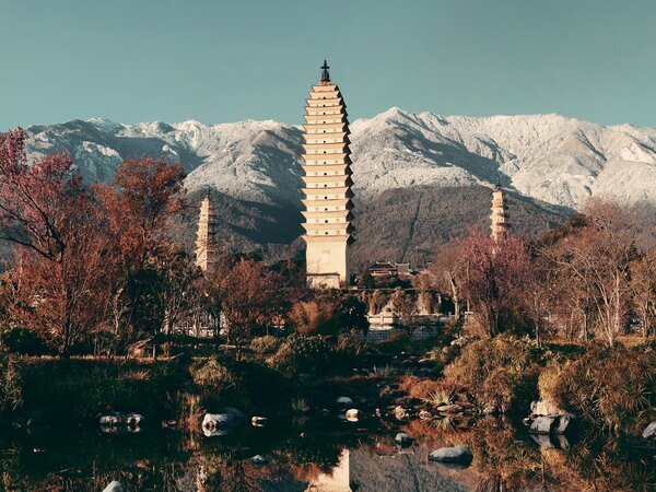 Las Tres Pagodas de Chongsheng en Dali, Yunnan