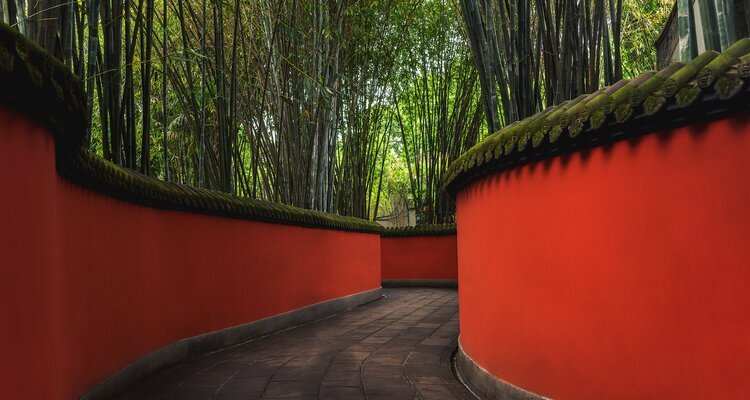 Wuhou Shrine, the red walls and bamboo forests