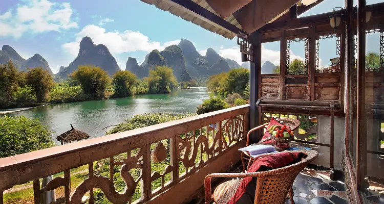 the balcony of the hotel