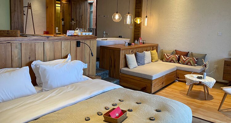 the bed room of the hotel