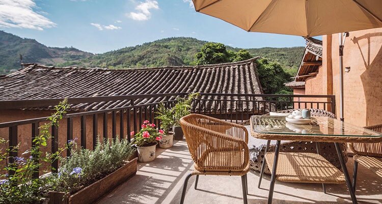 the balcony of the hotel