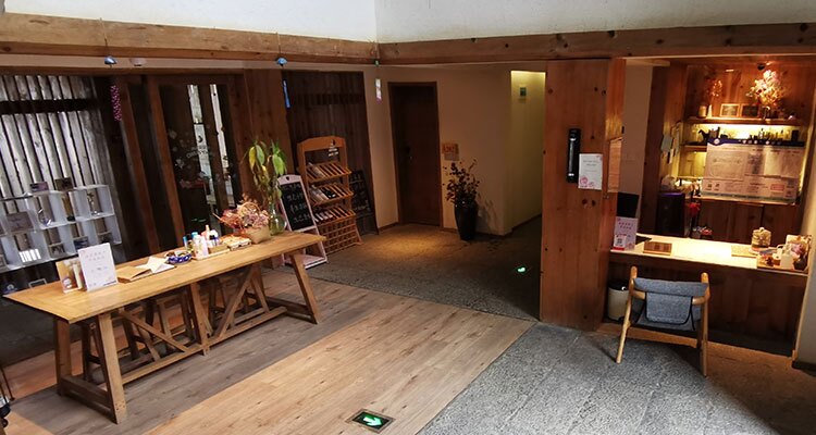 the lobby of the hotel