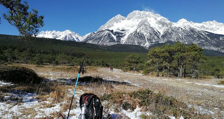 the view of the snow mountain