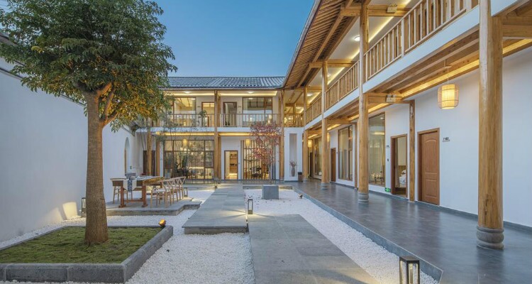 the courtyard of the hotel