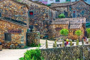 Colorful ancient houses in Quanzhou Zhangjiao Village