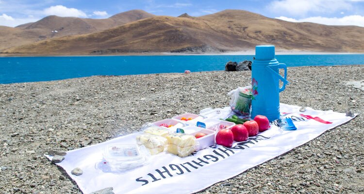 Picnic on the lake bank