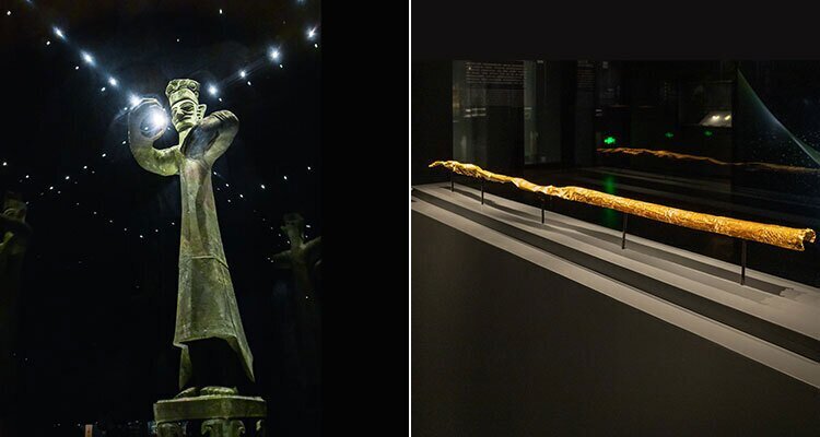 Bronze Large Standing Figure and Gold Scepter