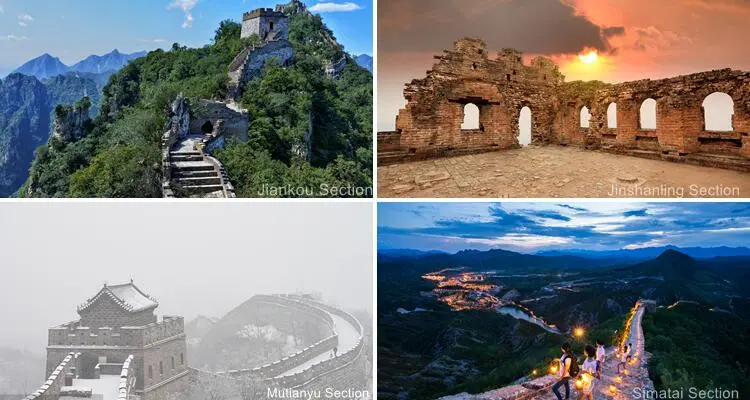 Diferentes secciones en la Gran Muralla China