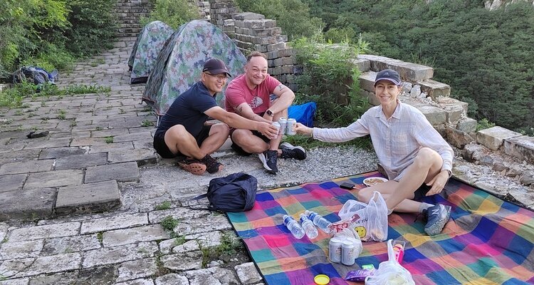 Our guide and guests camped on the Great Wall