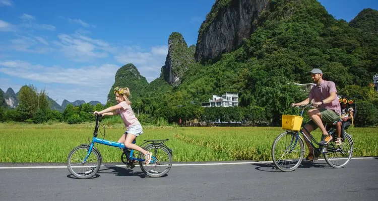 biking in the countryside