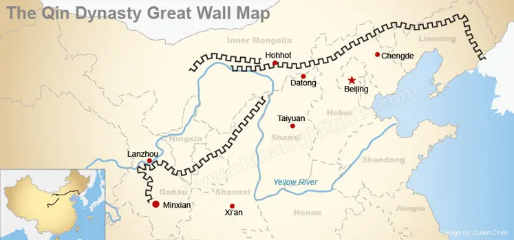 Great Wall of Qin Dynasty Map