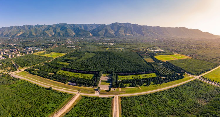 A panoramic view of the Mausoleum of Qin Shi Huang