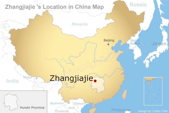 Zhangjiajie's Location in China Map