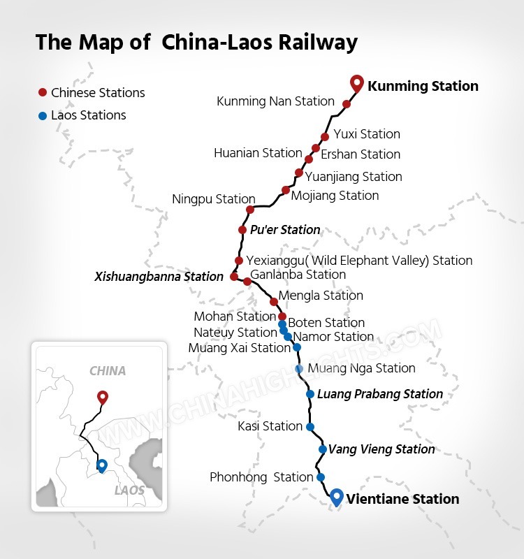 China Laos Railway Map