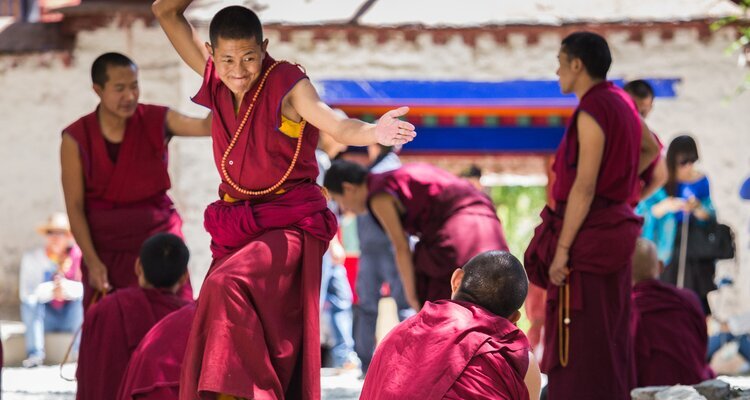 Monks at Sera Monastery are having a debate