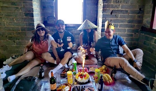 Pique-nique sur la Muraille de Chine