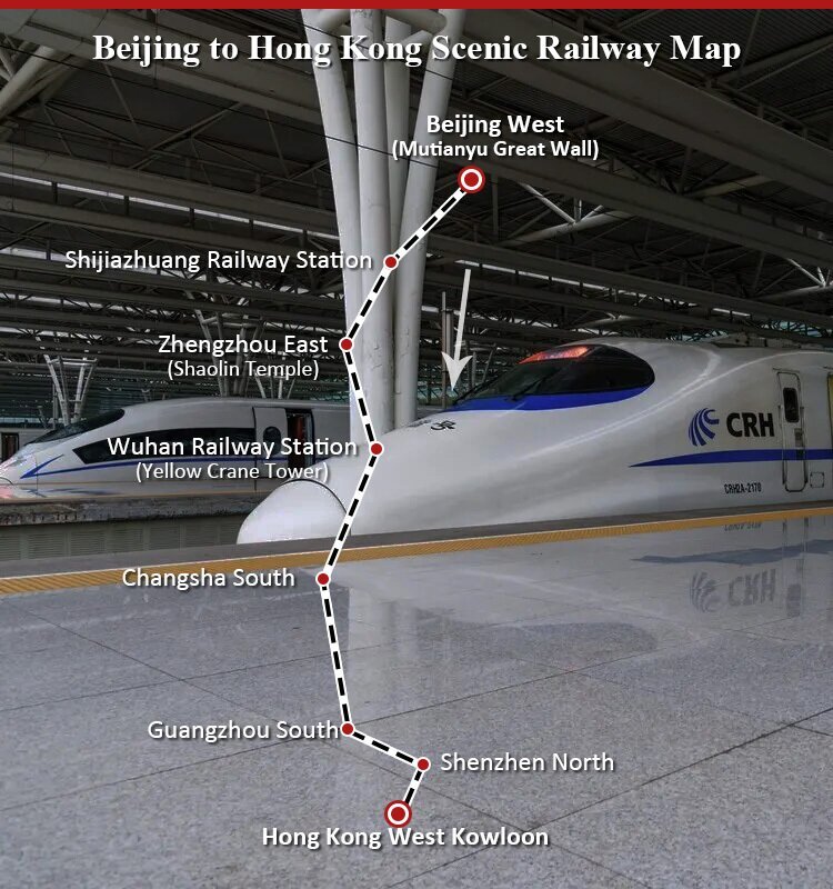 Beijing to Hong Kong Scenic Railway Map