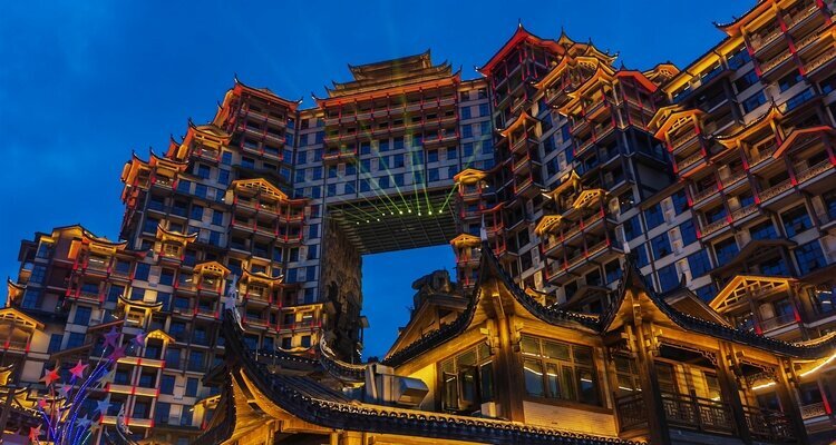 72 Wonder Tower in Zhangjiajie at night