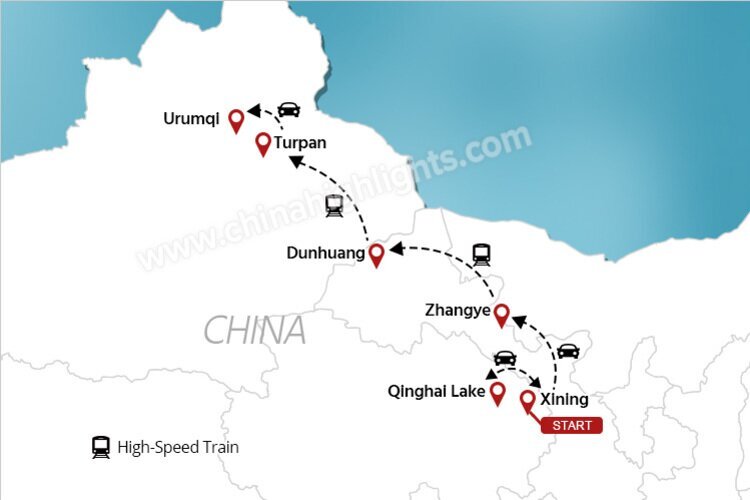 Suggested Route of Xinjiang, Gansu, and Qinghai Tour