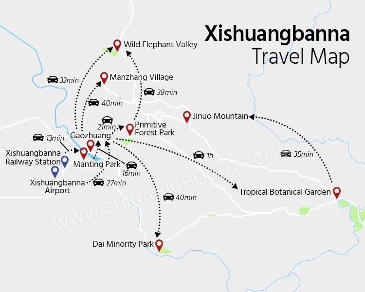 Xishuangbanna Travel Map