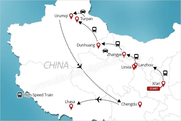 Suggested Route of Silk Road and Tibet