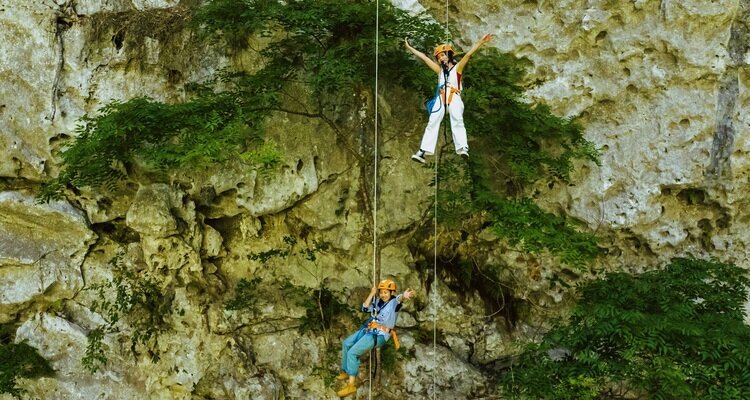 Exciting rappelling experience down Tiankeng