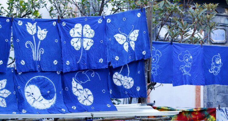 Hanging tie-die fabrics