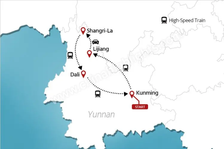 yunnan Tour Map