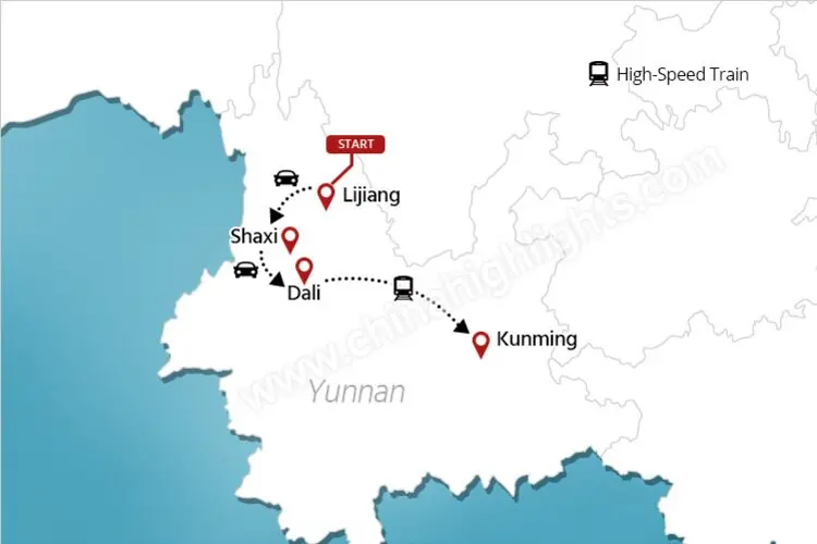 yunnan Tour Map