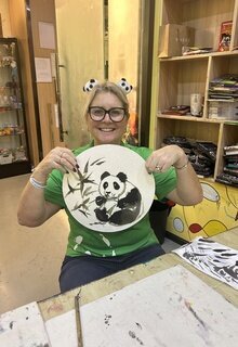 Pittura tradizionale cinese a tema panda