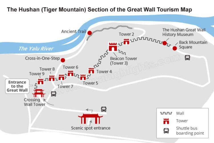 The Hushan(Tiger Mountain) Section of the Great Wall Tourism Map