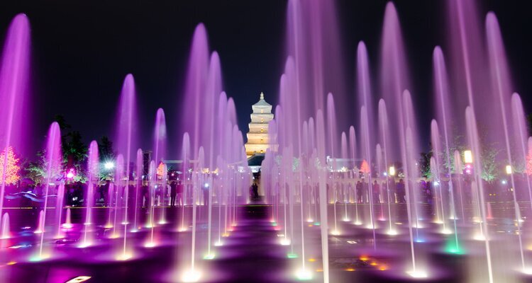 Music fountain light show
